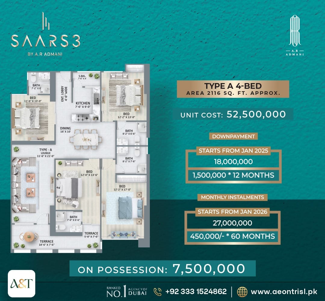 saars-3-type-a-4bed-floor-plan SAARS 3 by AR ADMANI A 4 Bedroom Apartment Floor Plan