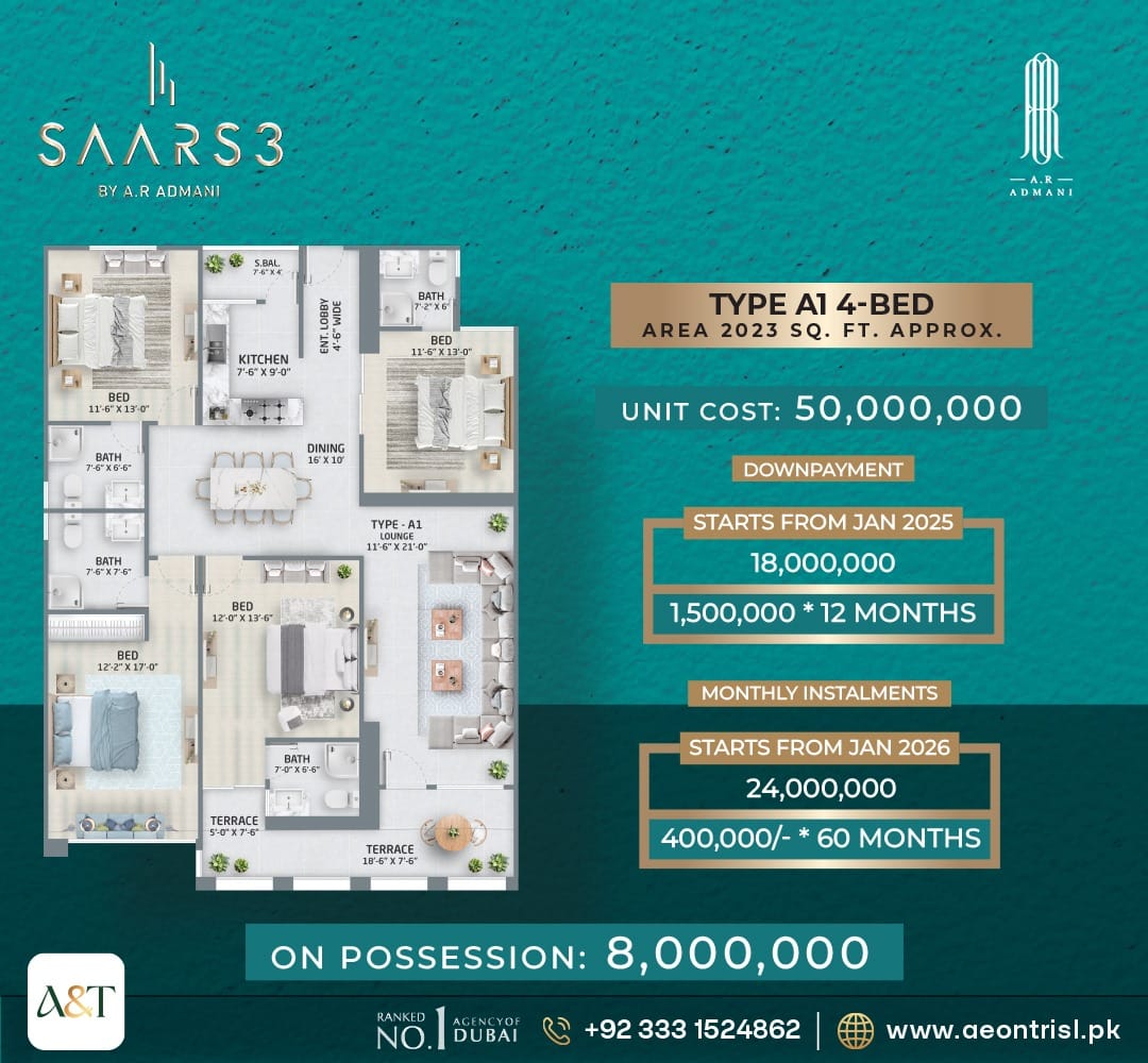 saars-3-type-a1-4bed-floor-plan SAARS 3 by AR ADMANI A1 4 Bedroom Apartment Floor Plan