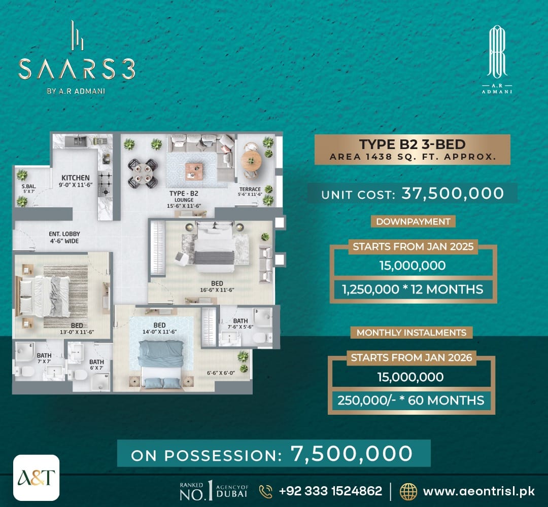 saars-3-type-b2-3bed-floor-plan SAARS 3 by AR ADMANI B2 3 Bedroom Apartment Floor Plan