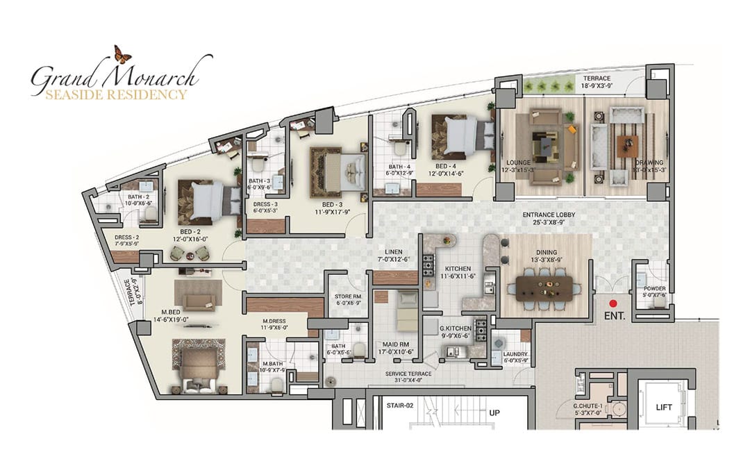 Grand Monarch Seaside Residency 4 BR Apartment Floor Plan Grand Monarch Seaside Residency 4 BR Apartment Floor Plan