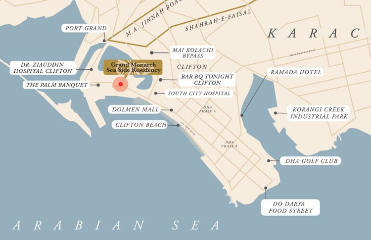 Grand Monarch Seaside Residency Karachi Location Grand Monarch Seaside Residency Karachi Location
